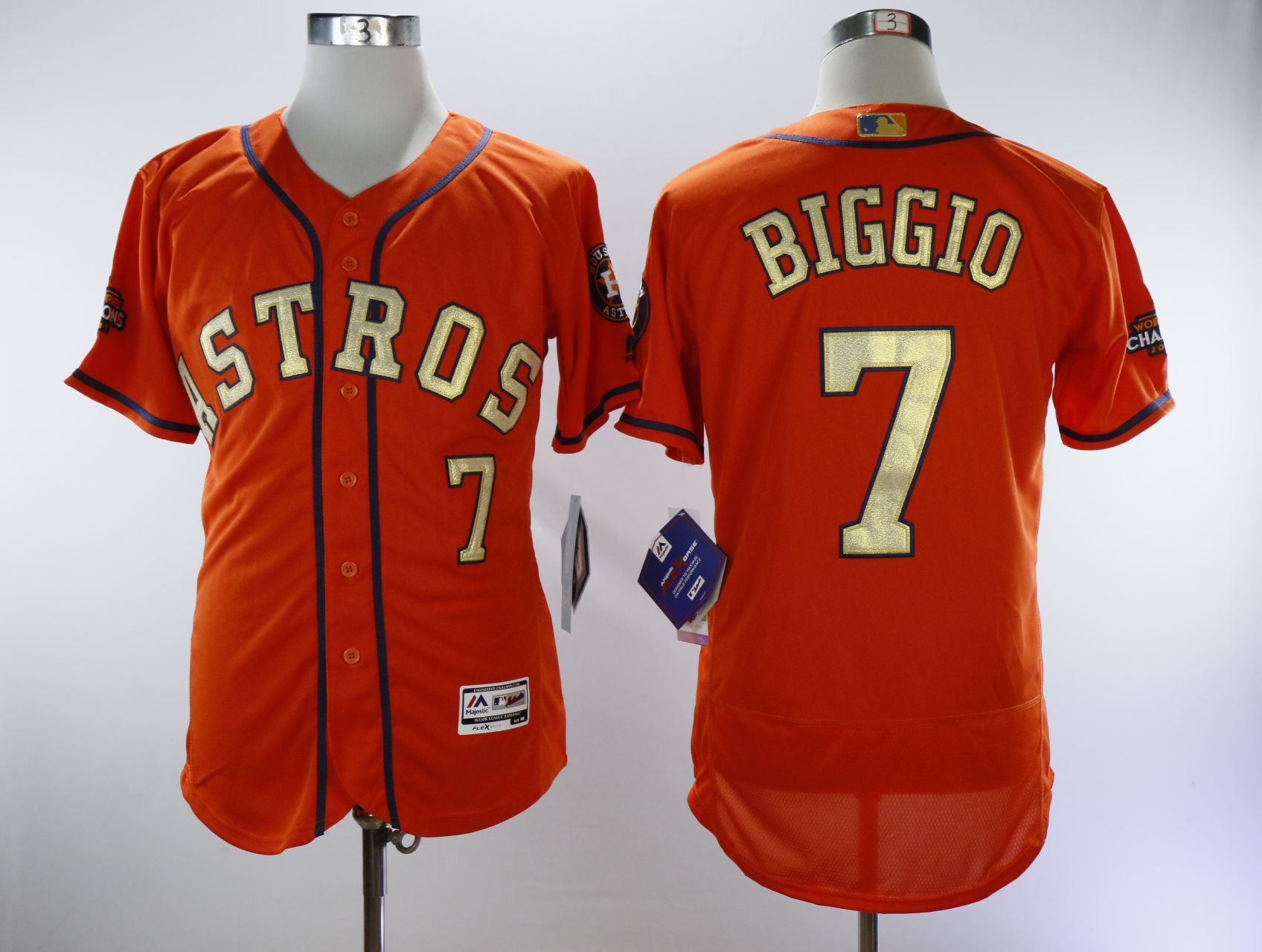 Men Houston Astros #7 Biggio Orange Champion MLB Jerseys->houston astros->MLB Jersey
